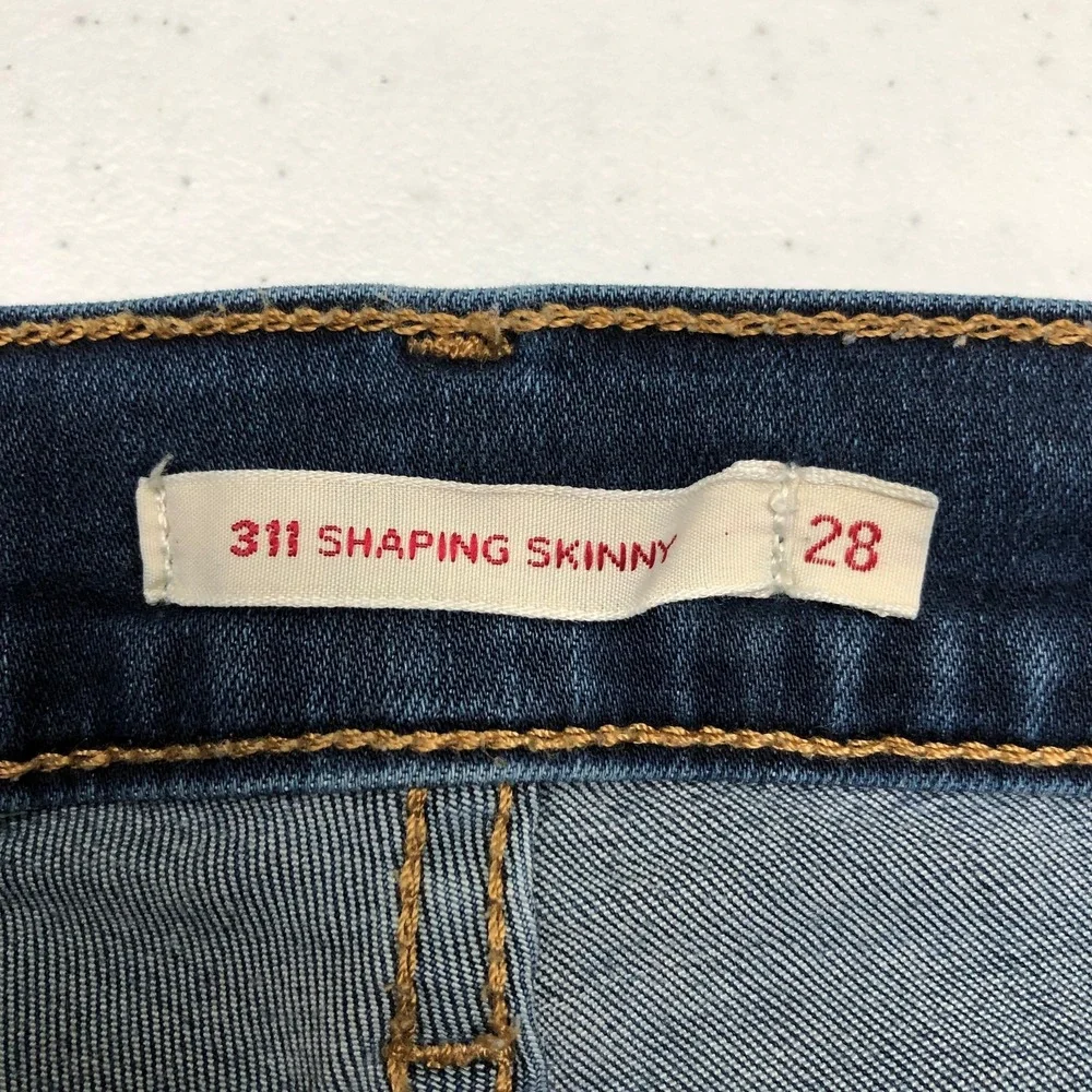 Levis 311 Shaping Skinny Jeans Womens 28 Blue Stretch Denim Premium Mid Rise Day - Picture 4 of 16
